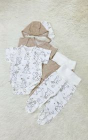 Комплект чепчик + ползунки + боди с коротким рукавом "Зайкин"