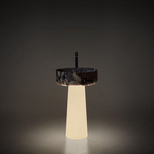 Пьедестал Antonio Lupi Lavabi ALBUME40 из Flumood BIANCO DINAMICO со светодиодной подсветкой схема 1