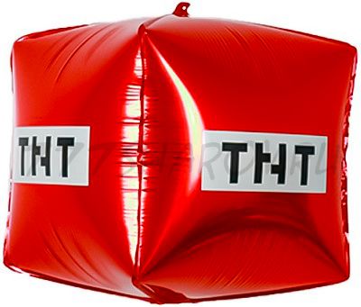 ФИГУРА КУБ "ТНТ" МАЙНКРАФТ  (22" / 56 СМ.)  С ГЕЛИЕМ.