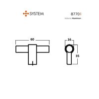 Мебельная ручка-кноб System SY8770. Длина 60 мм схема