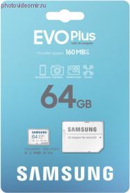 Карта памяти microSDXC 64Gb Samsung EVO Plus UHS-I U1 A1 + ADP 160 Mb/s