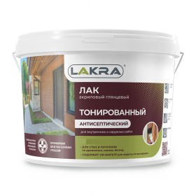 Лак Тонированный Лакра 2.5кг Акриловый с Уф-Фильтром для Внутренних и Наружных Работ Орегон.