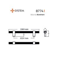 Мебельная ручка-рейлинг System SY8774. Длина 1069 мм схема