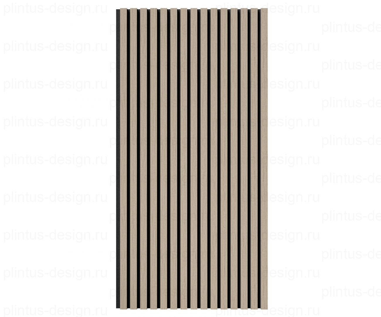 Акустическая панель, черный войлок, рейки МДФ, шпон дуб латте бежевый, 600х21, 1200 мм