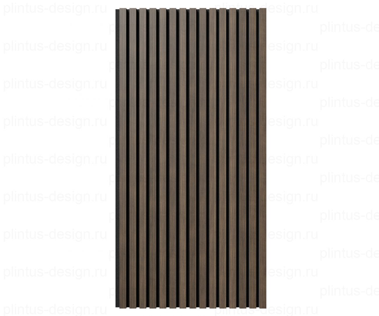 Акустическая панель, черный войлок, рейки МДФ, шпон дуб маррон коричневый, 600х21, 1200 мм