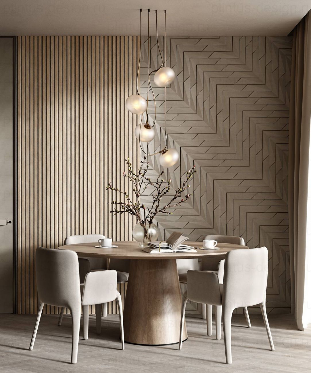 Акустическая панель, черный войлок, рейки МДФ, ясень тирамису, 600х19, 600 мм