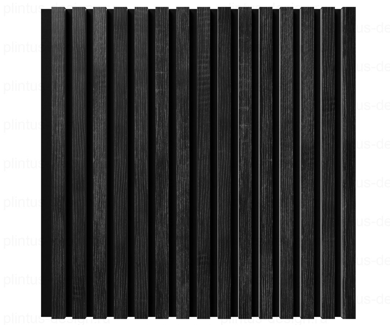 Акустическая панель, черный войлок, рейки МДФ, дуб графит, 600х19, 600 мм