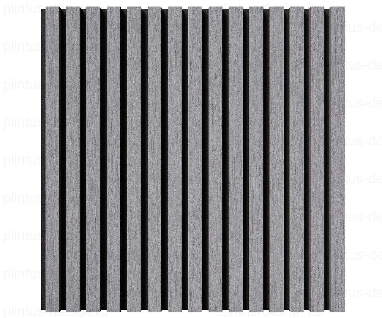 Акустическая панель, черный войлок, рейки МДФ, шпон дуб ардженто светло-серый, 600х21, 600 мм