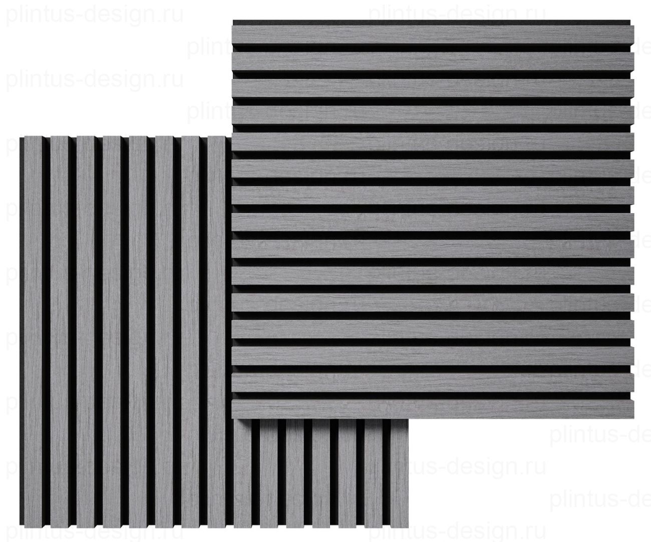 Акустическая панель, черный войлок, рейки МДФ, шпон дуб ардженто светло-серый, 600х21, 600 мм