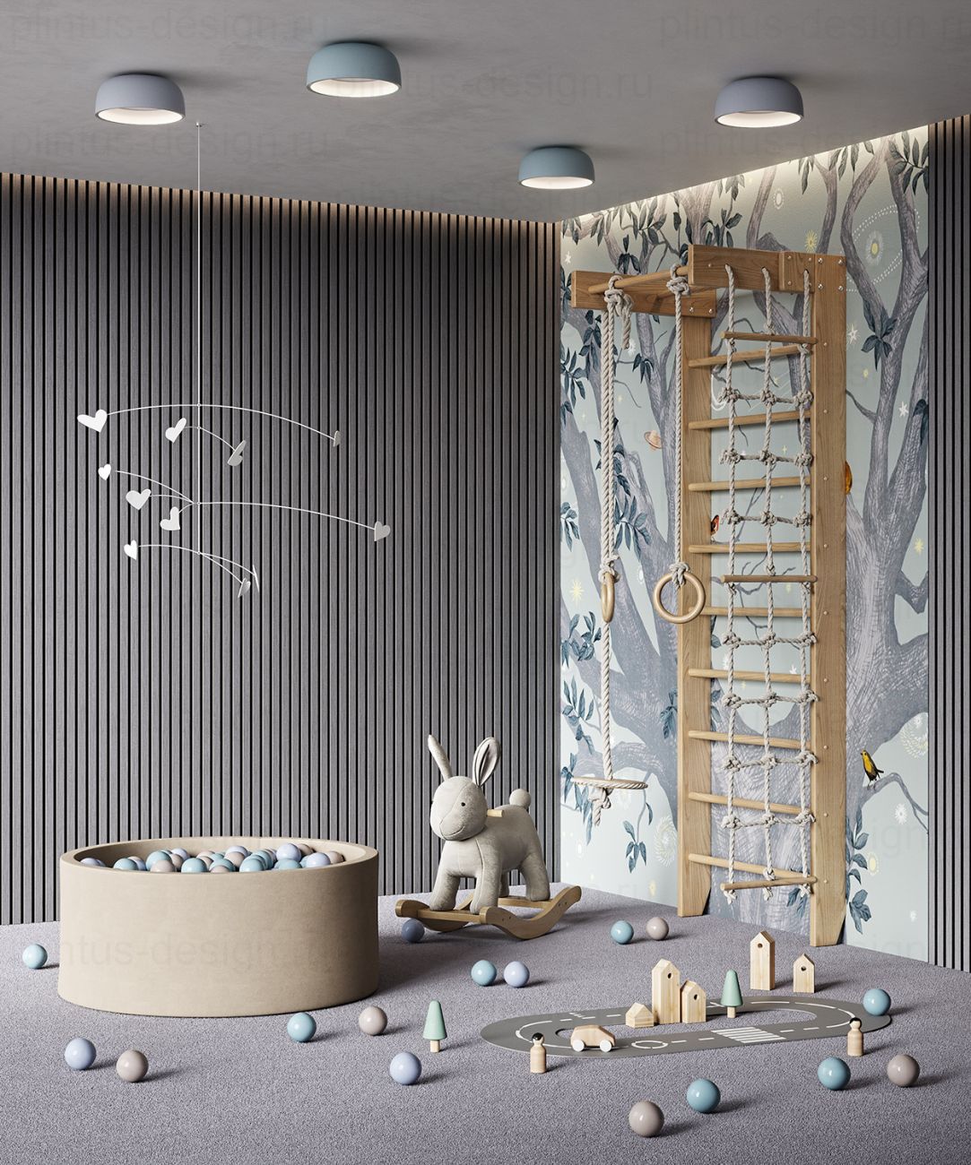 Акустическая панель, черный войлок, рейки МДФ, шпон дуб ардженто светло-серый, 600х21, 600 мм