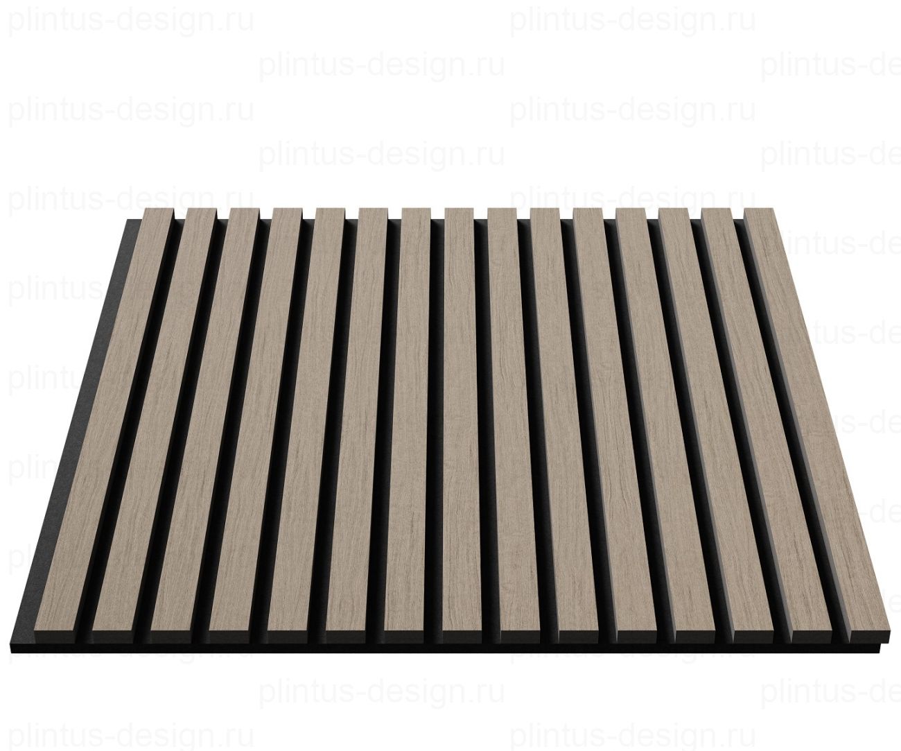 Акустическая панель, черный войлок, рейки МДФ, шпон дуб латте бежевый, 600х21, 600 мм