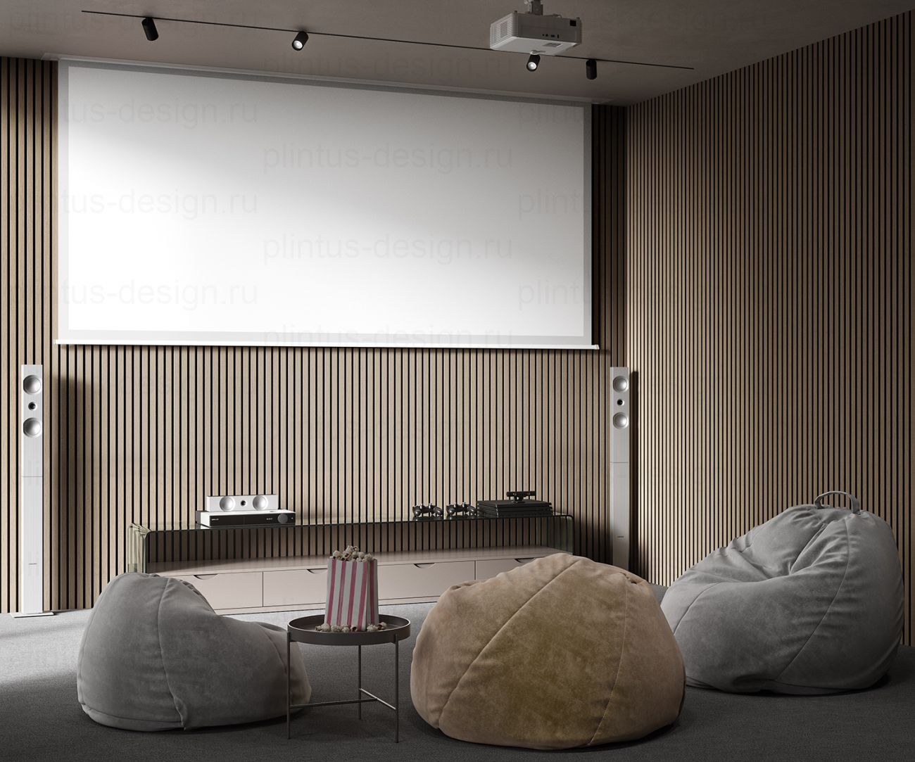 Акустическая панель, черный войлок, рейки МДФ, шпон дуб латте бежевый, 600х21, 600 мм