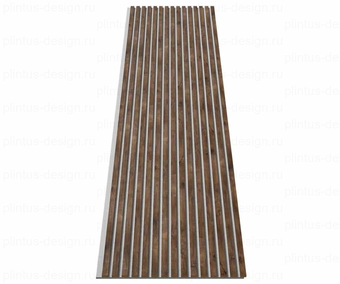 Акустическая панель, черный войлок, рейки МДФ, дуб старинный натуральный, 600х19, 2750 мм