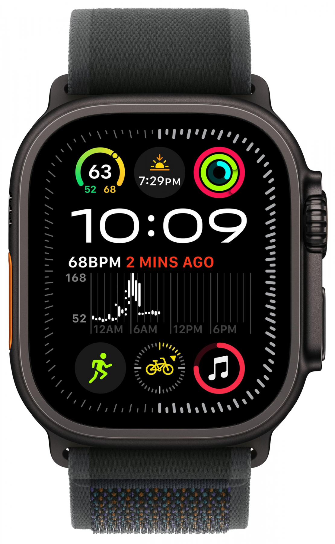 Apple Watch Ultra 2 2024 Black Titanium Case, Black Trail Loop S/M (49mm, GPS + Cellular)