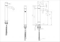 Смеситель для раковины высокий NEMO Round NM-2312 с донным клапаном схема 7