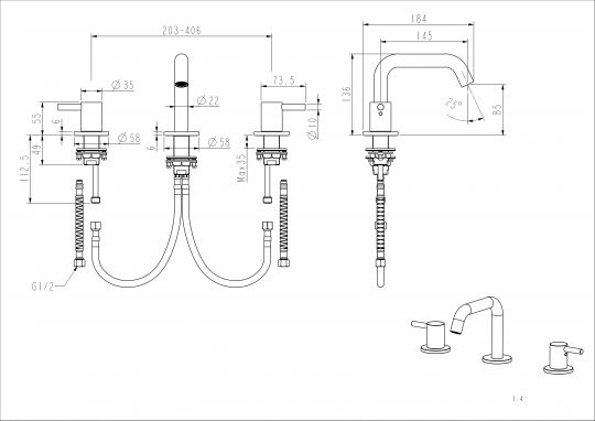 Смеситель встраиваемый для раковины NEMO Round NM-2317 с донным клапаном схема 7