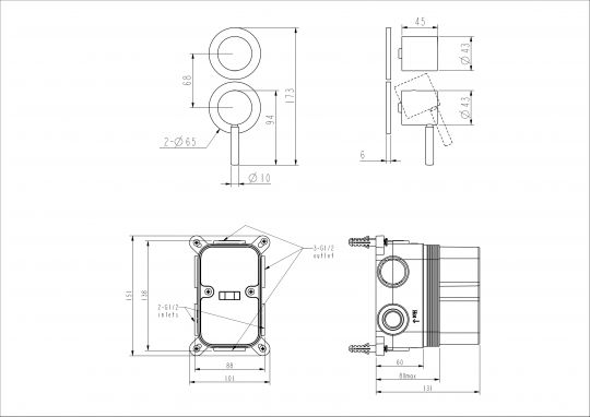 Встраиваемый смеситель NEMO Round NM-2357 для душа и ванны схема 7