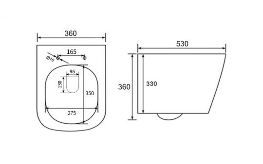 Подвесной безободковый унитаз NEMO 817B-2 c крышкой-сиденьем из дюрапласта и системой Soft close сифон 180 мм схема 4