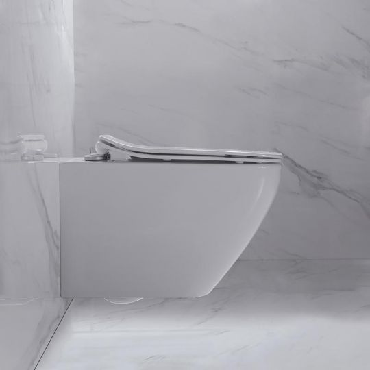 Безободковый подвесной унитаз NEMO 818B c крышкой-сиденьем из дюрапласта и системой Soft close сифон 180 мм схема 3