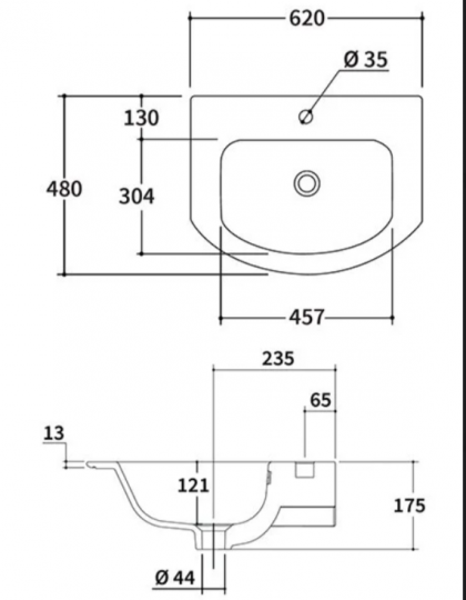 Тумба с раковиной Berloni Bagno Way Round 60 см подвесная, ceramica lucido, WAR0001 схема 7