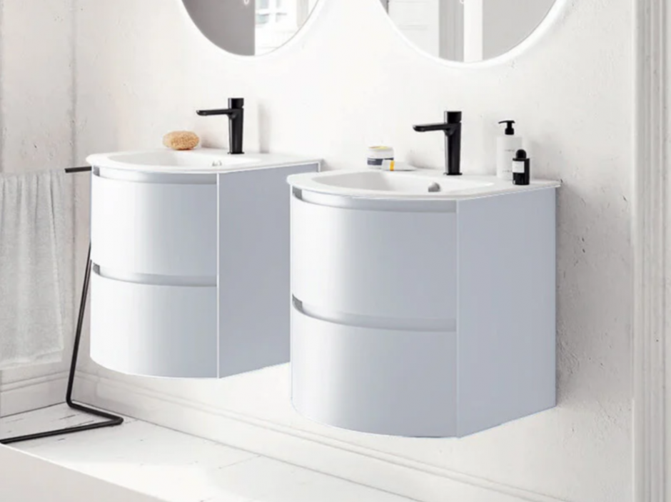 Тумба с раковиной Berloni Bagno Way Round 60 см подвесная, ceramica lucido, WAR0001