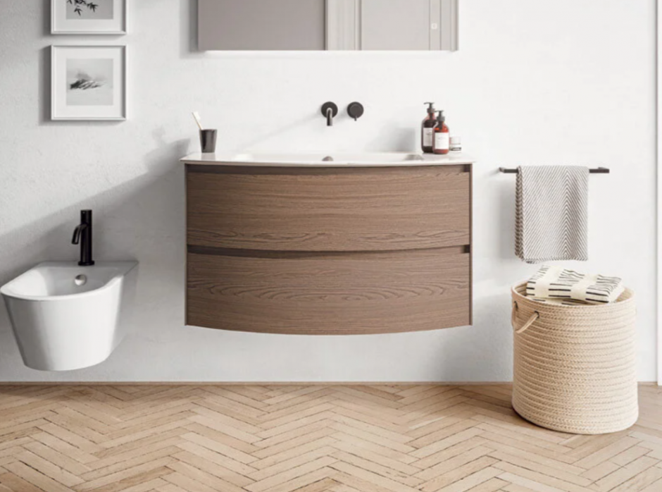 Тумба с раковиной Berloni Bagno Way Round 80 см подвесная, ceramica lucido, WAR0002