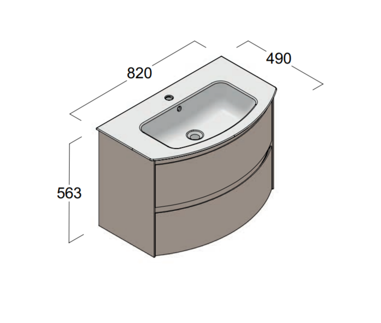 Тумба с раковиной Berloni Bagno Way Round 80 см подвесная, ceramica lucido, WAR0002 ФОТО