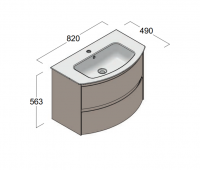 Тумба с раковиной Berloni Bagno Way Round 80 см подвесная, ceramica lucido, WAR0002 схема 2