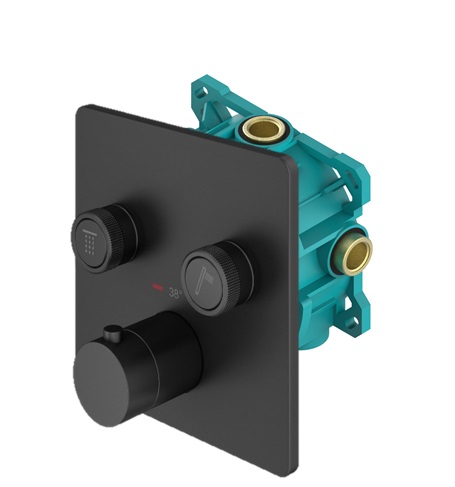 Комплект встраиваемого термостатического смесителя Plumberia Selection KITPSB2902 для душа 2 выхода с внутренней частью PSB003 ФОТО