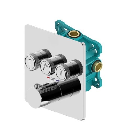 Изображение Комплект встраиваемого термостатического смесителя Plumberia Selection KITPSB2903 для душа 3 выхода с внутренней частью PSB003