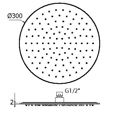 Верхний душ Plumberia Selection SAT3178 d.300 из нержавеющей стали встроенный клапан безопасности поворотное крепление антикальций 2 мм схема 2