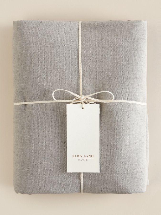 Простыня на резинке SL Home Linen collection 200*200+30 см , цв.серый, лён30%/хлопок70%
