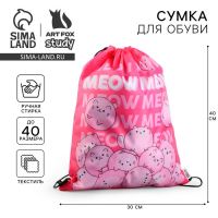Мешок для обуви MEOW болоньевый, размер 43×33 см