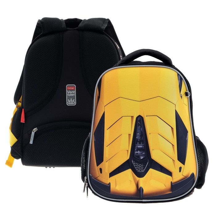Рюкзак каркасный Hatber Ergonomic light «Скорость и мощь», 38?29?15 см, жёлтый, NRk_71044