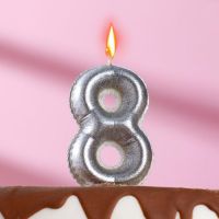 Свеча в торт «Шары», цифра 8, серебро, 5.5 см