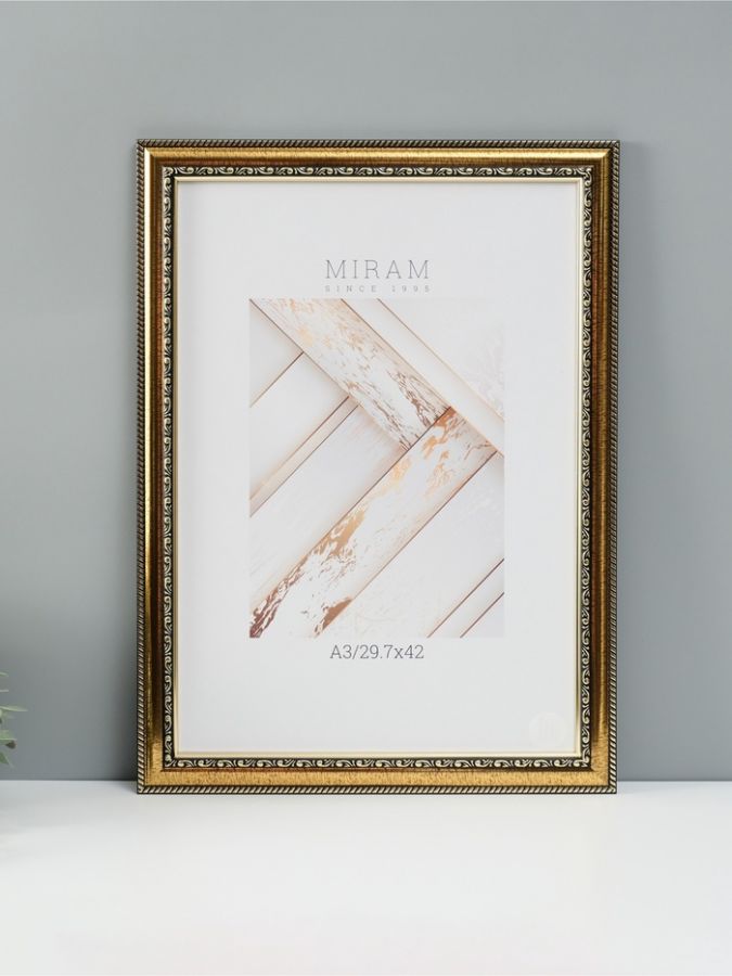 Фоторамка пластик "МИРАМ" 29.7х42 см, (A3) золото (пластиковый экран)