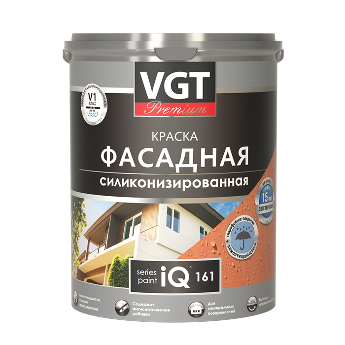 VGT PREMIUM IQ 161 Краска фасадная силиконизированная долговечность 15лет база A, объем 2л