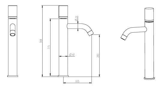 Однорычажный смеситель на горизонтальную поверхность для раковины Boheme Stick 122 схема 2 Однорычажный смеситель на горизонтальную поверхность для раковины Boheme Stick 122 схема 2