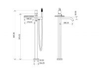 Черный напольный смеситель для ванны Boheme Stick 129 схема 3