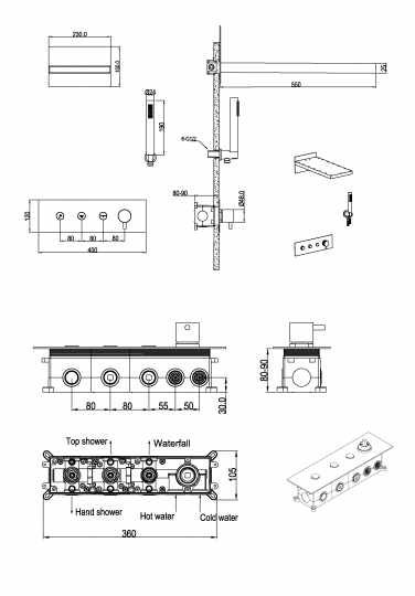 Встроенная душевая система Boheme FUSION 130 схема 8
