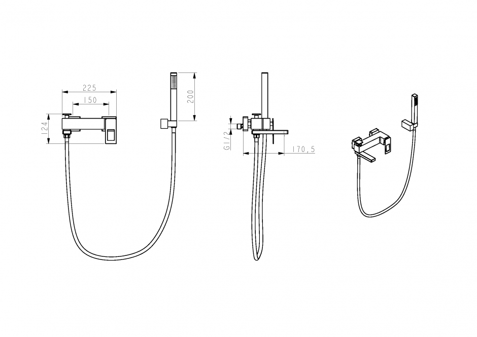 Однорычажный для ванны Boheme Q 143 с креплением на стену ФОТО