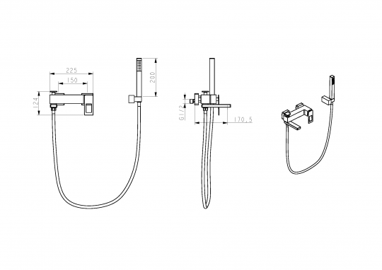 Однорычажный для ванны Boheme Q 143 с креплением на стену схема 2