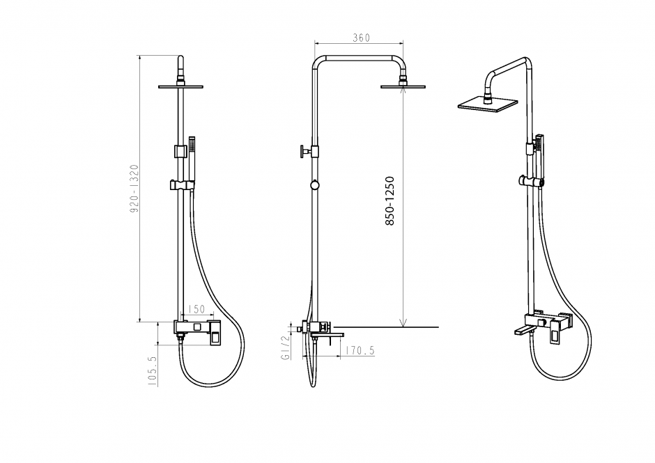 Стойка для душа Boheme Q 148 ФОТО