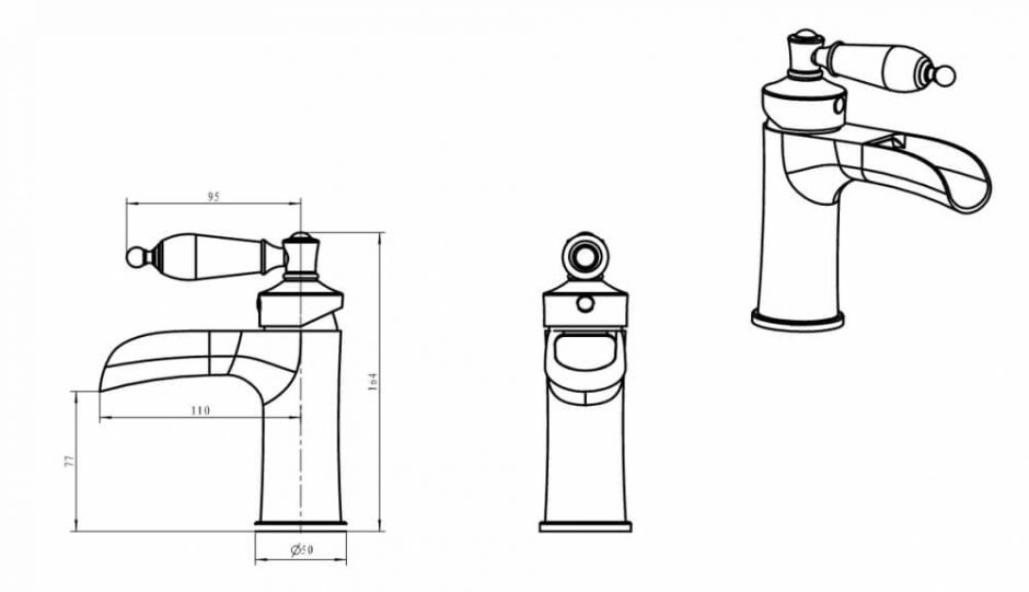 Однорычажный смеситель на горизонтальную поверхность для раковины Boheme Vogue 221 ФОТО