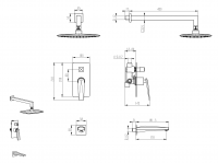 Однорычажный встраиваемый смеситель для душа Boheme Venturo 384 схема 4