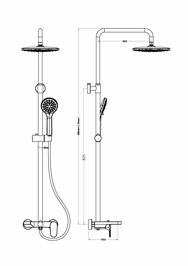 Душевая стойка со смесителем Boheme Spectre 458 395 схема 2 Душевая стойка со смесителем Boheme Spectre 458 395 схема 2