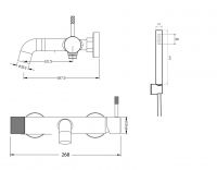 Однорычажный настенный смеситель для ванны Boheme Uno 463 схема 11 Однорычажный настенный смеситель для ванны Boheme Uno 463 схема 11