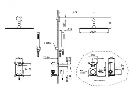 Однорычажный встраиваемый смеситель для душа Boheme Uno 464 схема 10 Однорычажный встраиваемый смеситель для душа Boheme Uno 464 схема 10