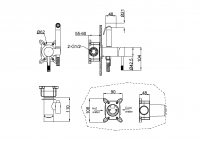 Однорычажный встраиваемый смеситель для гигиенического душа Boheme Uno 467 схема 10