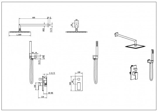 Однорычажный встраиваемый смеситель для душа Boheme 474 схема 2 Однорычажный встраиваемый смеситель для душа Boheme 474 схема 2